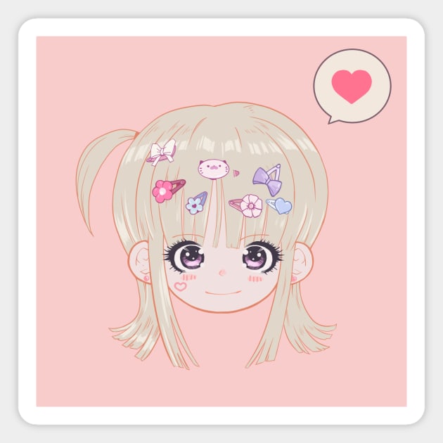 Decora Kei Cute Anime Girl Face Magnet by Jay Spotting